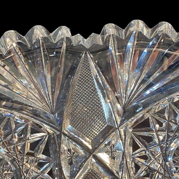 American Brilliant Period ABP Cut Glass Sawtooth Bowl Libbey 9” READ - Picture 16 of 16
